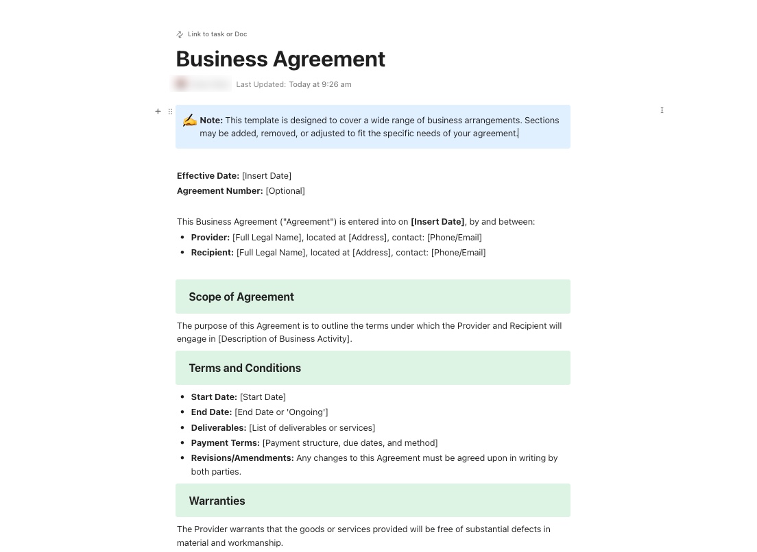 Business Agreement