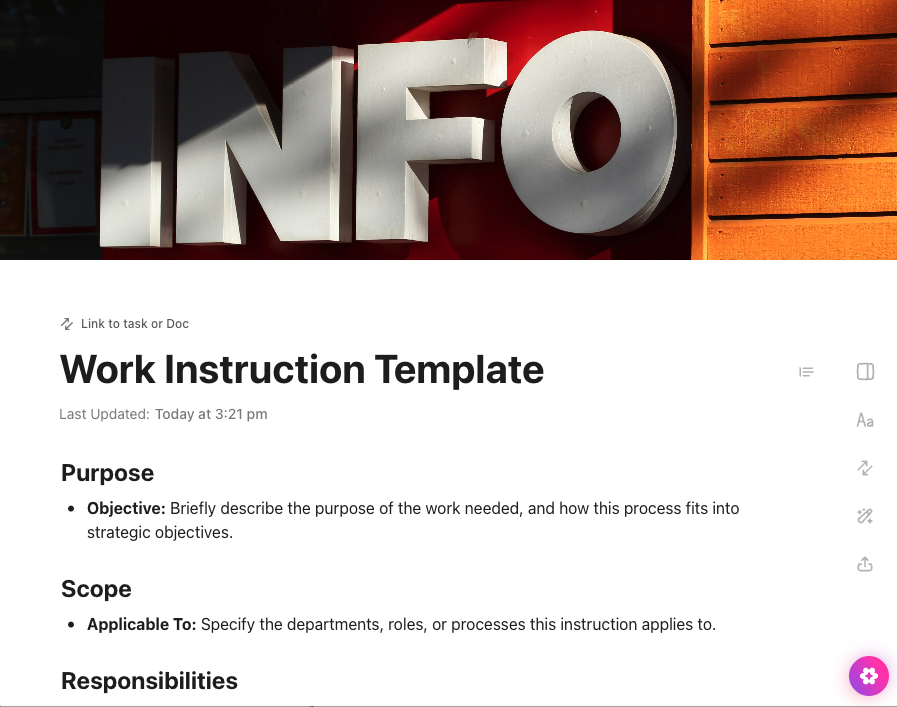 Work Instruction Template