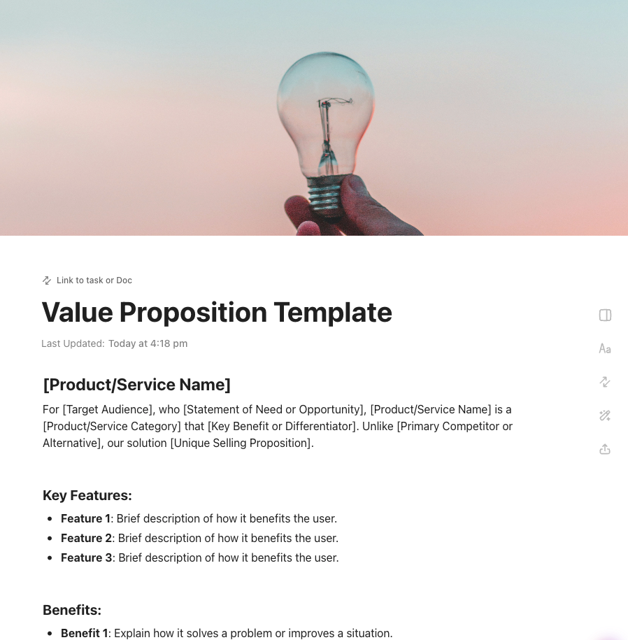 Value Proposition Template